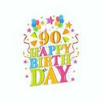 90 years happy birthday logo with balloons, vector illustration 90th Birthday Celebration design