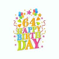 64 años contento cumpleaños logo con globos, vector ilustración 54º cumpleaños celebracion diseño