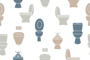 Seamless vector pattern of toilets and toilet paper. Toilet seamless pattern. Vector