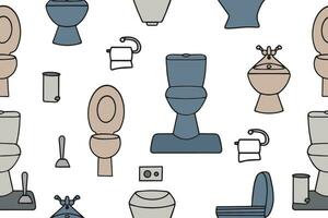 Seamless vector pattern of toilets and toilet paper. Toilet seamless pattern. Vector