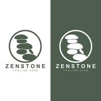 Stone Logo, Vector Zen Meditation Stone Balance Tranquility, Yoga Minimalist Simple Design, Silhouette Illustration