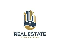 Real estate city building logo vector icon template design.