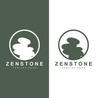 Stone Logo, Vector Zen Meditation Stone Balance Tranquility, Yoga Minimalist Simple Design, Silhouette Illustration