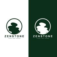 Stone Logo, Vector Zen Meditation Stone Balance Tranquility, Yoga Minimalist Simple Design, Silhouette Illustration