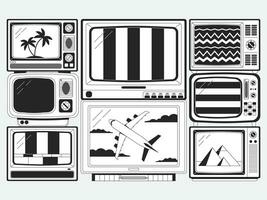 Neon Aesthetic Illustration Pack Old tv Illustration vector