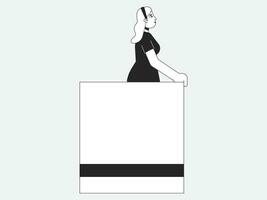 neón estético ilustración paquete caucásico mujer quedarse en balcón ilustración vector