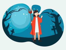Halloween Illustration Pack Girl in scary clothes Illustration vector