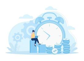 Time management concept flat illustration vector