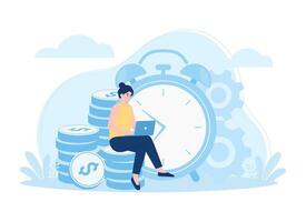 Time management concept flat illustration vector