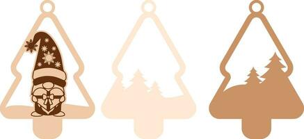 Christmas Ornaments Gnomes Bundle Cut Templates. vector