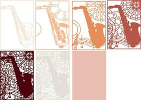 Saxophone Multilayer Cut Template, Music Decoration vector