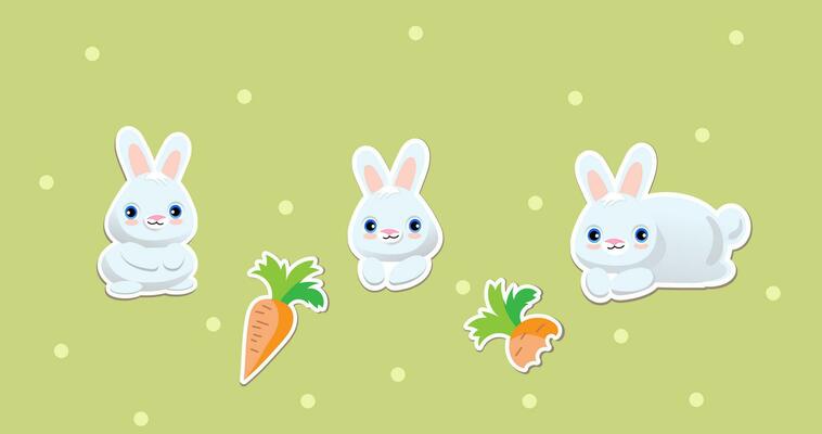 Cute kawaii hand drawn face bunny rabbit in anime style