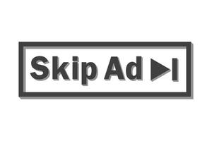 Skip Ad button. Video block icon for advertising. App template for interface. Vector