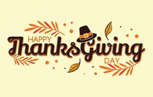 Happy Thanksgiving Day with autumn leaves vector