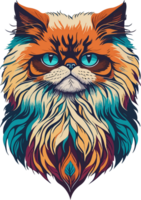 Cat Face Mascot Logo Flat Style AI Generative png