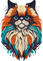 gatto viso portafortuna logo png trasparente con ai generativo