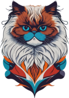 gato cara mascota logo plano estilo con ai generativo png