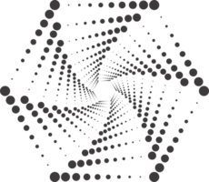 gepunktet Kreis Muster. abstrakt Hälfte Ton Grafik. kreisförmig texturiert runden Spiral- rahmen. Strudel geometrisch Ring mit Gradation. png