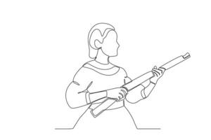 A woman holding a gun vector