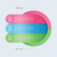 Circle infographic template with three steps or options, process chart, vector illustration.