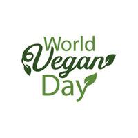 World Vegan day vector typography template design. Vegan day poster, banner, greeting card with leaf.