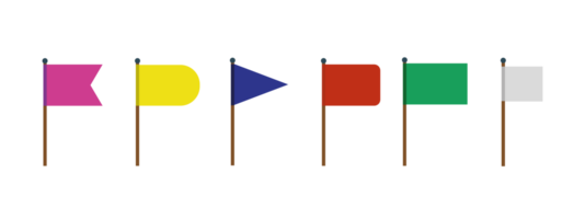 palito de dente bandeiras, colori faixas do diferente formas em de madeira aguçado Gravetos. oval, triangular, retangular e Duplo Beira galhardetes isolado png