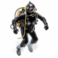 Man scuba diver on white background. photo