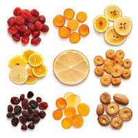Dried fruits on white background. photo