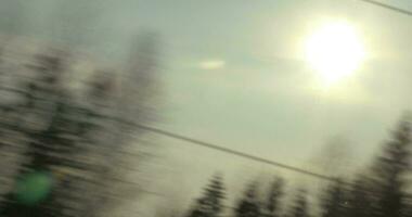 la nature scène avec Soleil et des arbres, vue de le train video