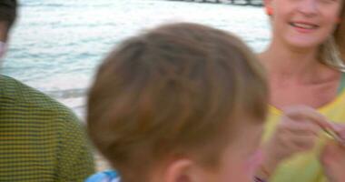 Hipster family having fun on the beach video