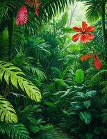 Tropical forest background AI Generated photo