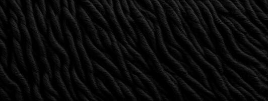 Panoramic close-up texture of natural weave cloth in dark and black color. Fabric texture of natural cotton or linen textile material. Black fabric wide background.. AI generated photo