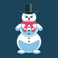 Snowman in a hat isolated on dark blue background vector