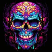 Vivid skull on dark background photo