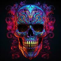 Vivid skull on dark background photo