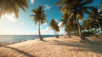 Ocean Beach With Palm Trees. photo