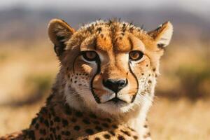 Cheetah in dunes. AI generated photo