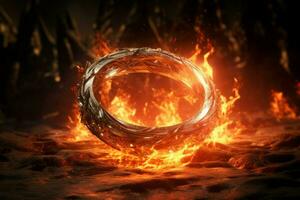 Radiant Fire gold ring. Generate Ai photo