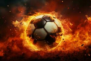 Glowing Soccer ball flame. Generate Ai photo