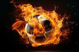 Dramatic Soccer ball flame. Generate Ai photo