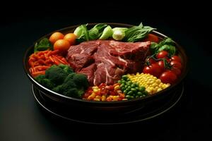 Nourishing Food bowl meat vegetables. Generate Ai photo