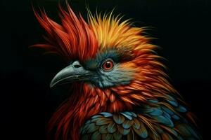 Eye-catching Exotic bird portrait. Generate Ai photo