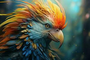 Majestic Exotic bird portrait. Generate Ai photo