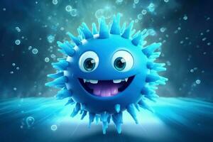 Imaginative Fantasy blue virus. Generate Ai photo