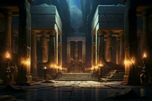 Imposing Explorer egyptian temple. Generate Ai photo