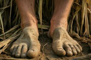 Essential Farmer rubber boots field. Generate Ai photo