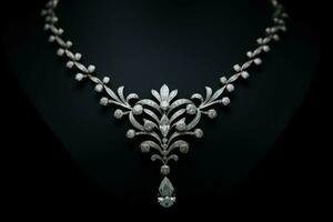 lujoso elegante diamantes collar. generar ai foto