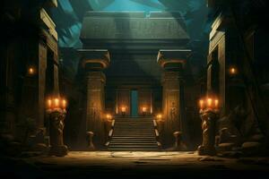 Explorer egyptian temple. Generate Ai photo