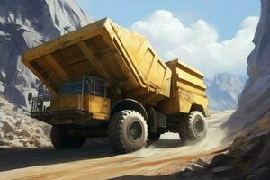 Industrious Dumper truck in career. Generate Ai photo