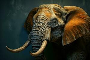 Captivating Colorful elephant head closeup. Generate Ai photo